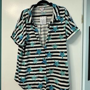 Lularoe Charlie - Striped Star Patterned Women's Top